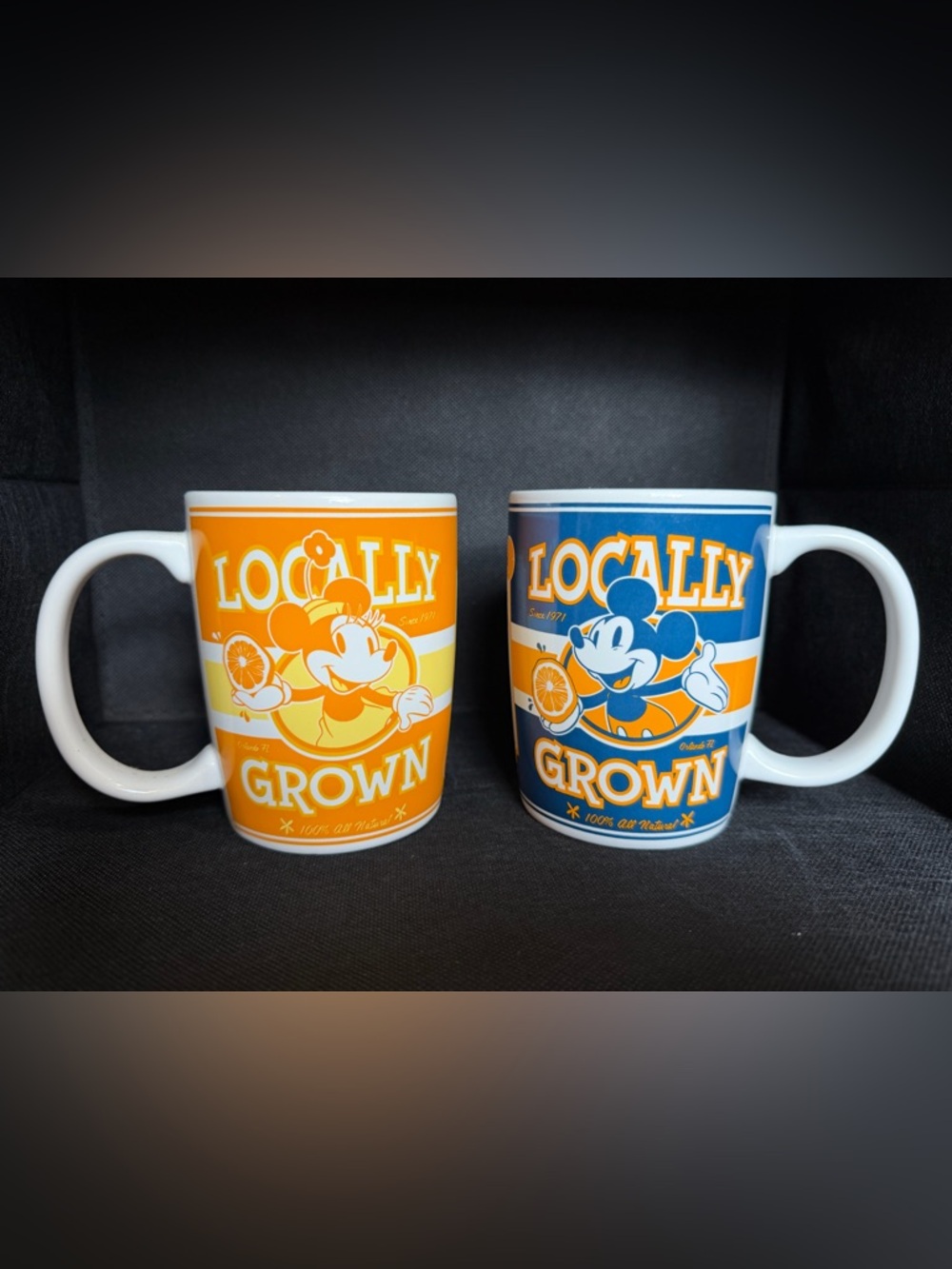 Disney Mickey & Minnie Locally Grown Orange & Blue Ceramic Mugs - Set of 2